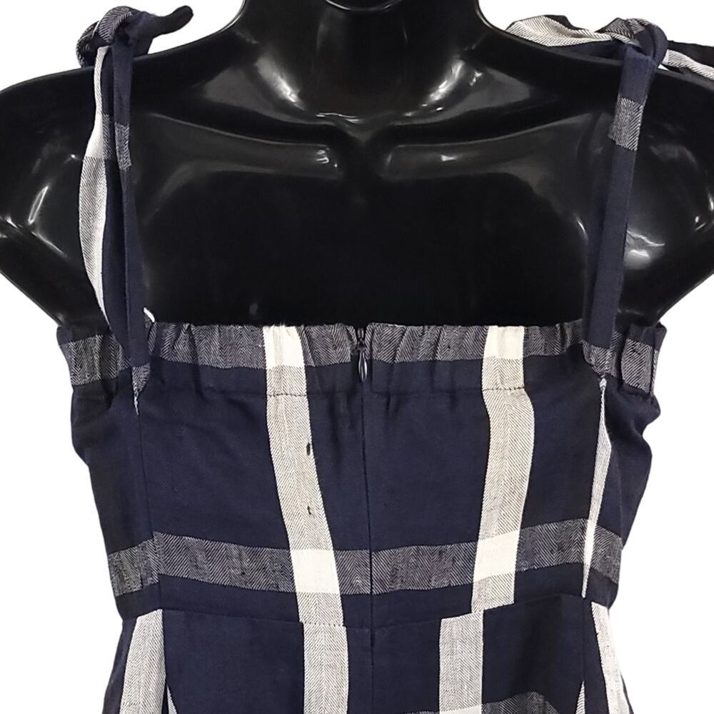 Reformation Linen Mini Dress Plaid Tie Off The Shoulder Arnaut Summer Dress - Picture 8 of 14